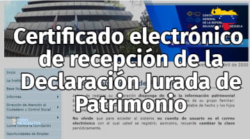 Certificado electrónico de recepción de la Declaración Jurada de Patrimonio