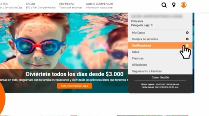 Comprobante de afiliados Compensar