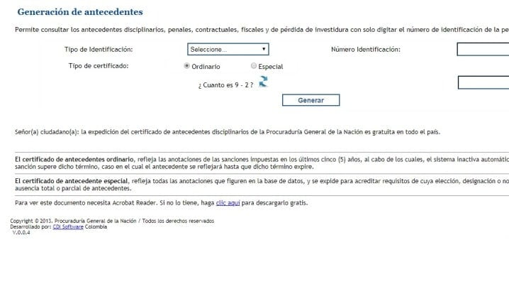 Comprobante de historial disciplinario